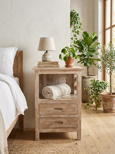 table de nuit en teck4 front